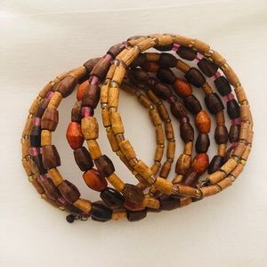 2 for 1 multi strand wooden bracelet